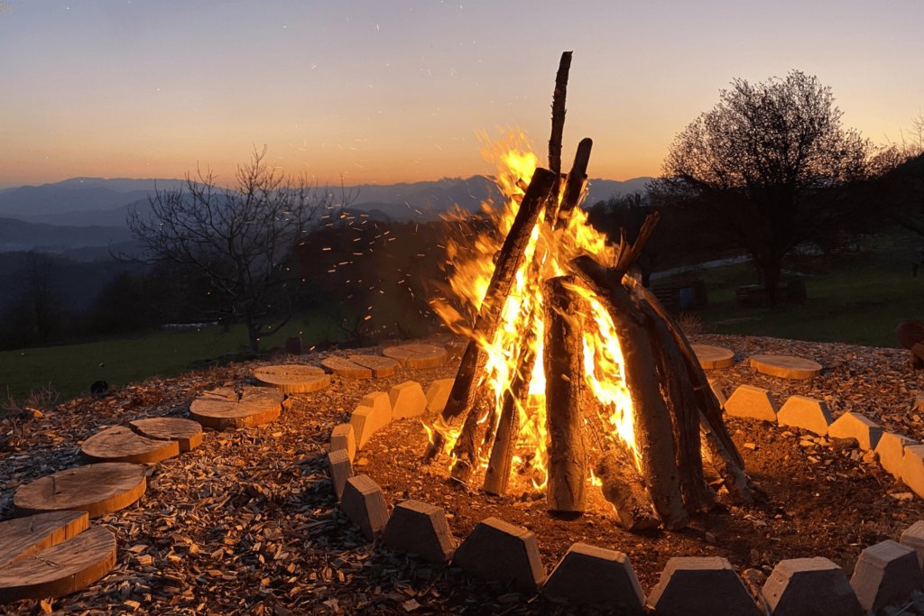 Outdoor fire at the Veduna Retreats Center